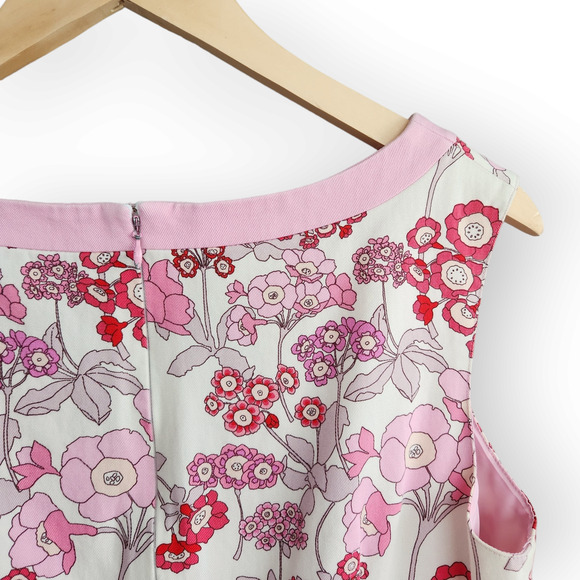 Vintage Kay Unger New York White & Pink Floral A Line Dress 10 - Picture 9 of 9